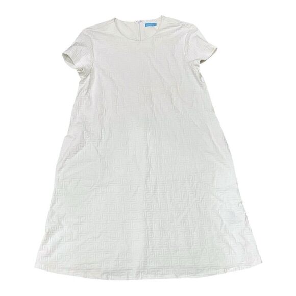 J.McLaughlin White Jacquard Texture Cap Sleeve Catalina Cloth Swing Dress M - Picture 2 of 5